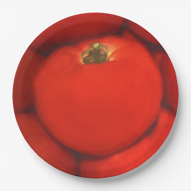 Juicy Red Homegrown Garden Tomaten Pappteller (Vorderseite)