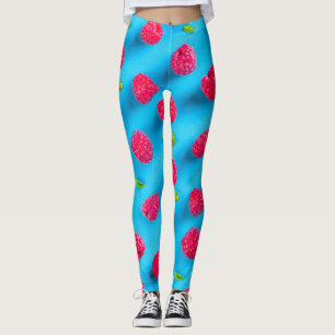 JUICY RED LYCHEE ÜBER BLAUE HINTERGRUND LEGGINGS