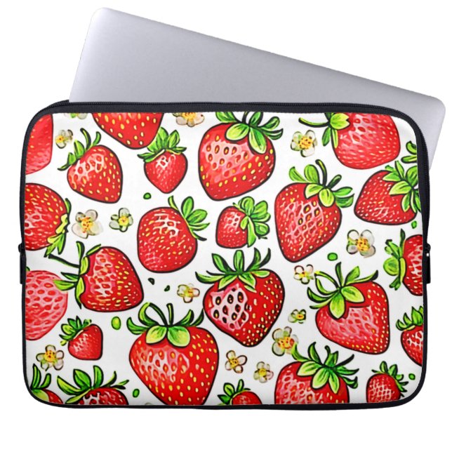 Juicy Red Strawberries Muster Laptopschutzhülle (Vorderseite)