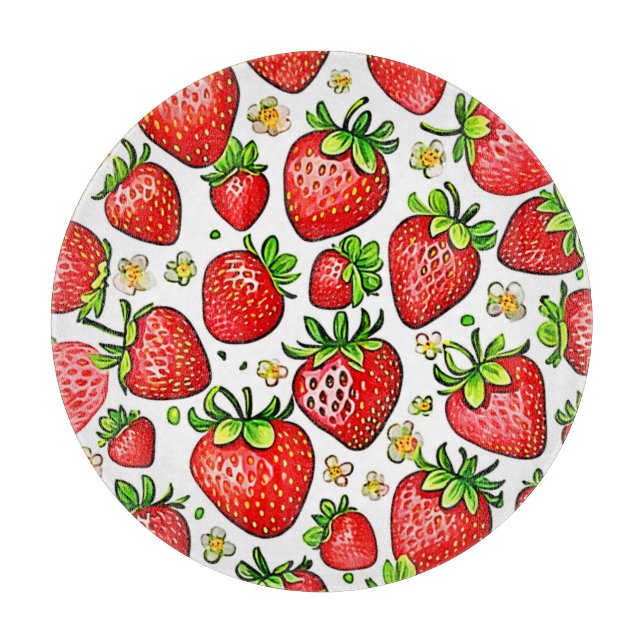 Juicy Red Strawberries Muster Schneidebrett (Vorderseite)