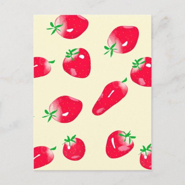 Juicy Red Strawberries Postcard (Beige) Postkarte (Vorderseite)