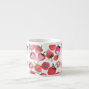 Juicy Red Strawberries Wasserfarben Muster Espressotasse