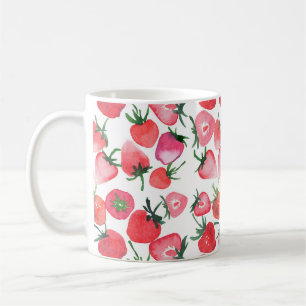 Juicy Red Strawberries Wasserfarben Muster Kaffeetasse