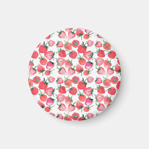 Juicy Red Strawberries Wasserfarben Muster Magnet