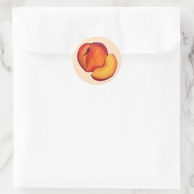 Juicy Ripe Summer Peach Georgia Pfirsiche Obst Runder Aufkleber (Tasche)