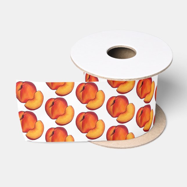 Juicy Ripe Summer Peach Georgia Pfirsiche Obst Satinband (Spule)