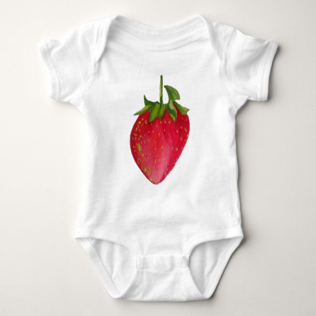 Juicy Strawberry Frucht Aquarell Makro Kunst Baby Strampler (Vorderseite)
