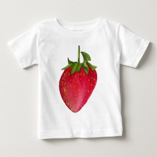 Juicy Strawberry Frucht Aquarell Makro Kunst Baby T-shirt (Vorderseite)