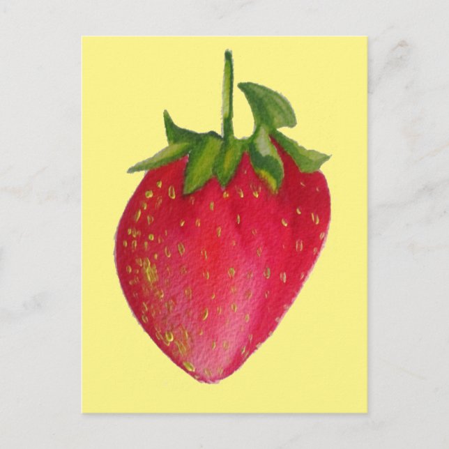 Juicy Strawberry Frucht Aquarell Makro Kunst Postkarte (Vorderseite)