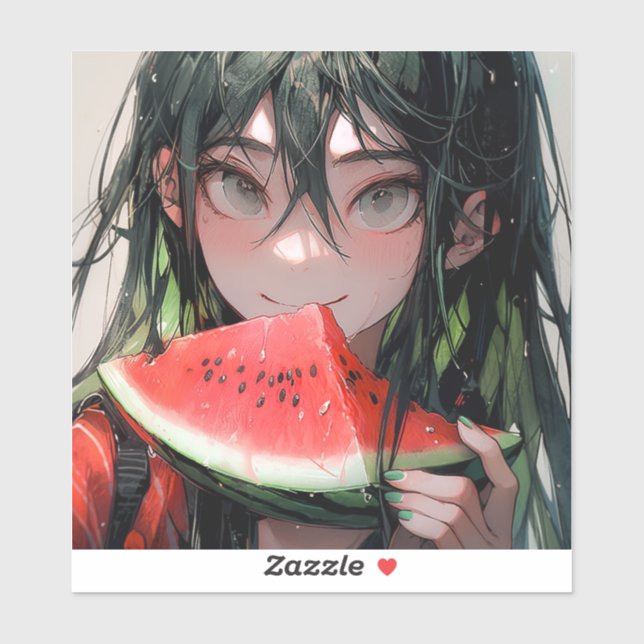 Juicy Summer Watermelon Anime Girl Aufkleber (Blatt)