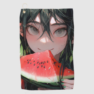 Juicy Summer Watermelon Anime Girl Golfhandtuch