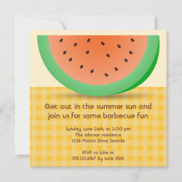 Juicy Wassermelon Slice Gingham Sommer Picknick Pa Einladung