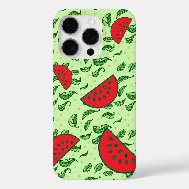 Juicy Watermelon & Leaf iPhone 16 Pro Hülle (Rückseite)