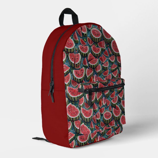 Juicy Watermelon Pattern Design 1 Bedruckter Rucksack (Rückseitige Ecke links)