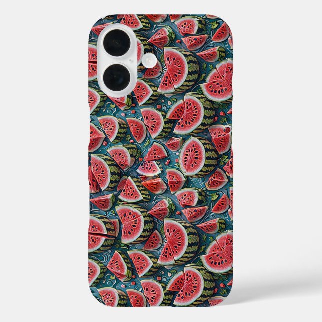 Juicy Watermelon Pattern Design 1 iPhone 16 Hülle (Rückseite)