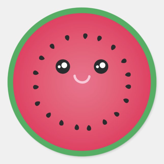 Juicy Watermelon Slice Niedlich Kawaii Feinschmeck Runder Aufkleber (Vorderseite)