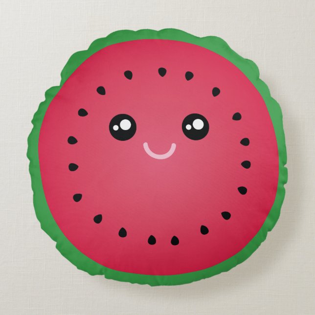Juicy Watermelon Slice Niedlich Kawaii Feinschmeck Rundes Kissen (Vorderseite)