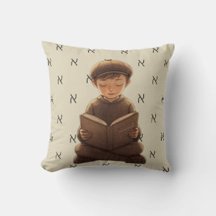 Juif Boy Reading Aleph-Bet Coussin