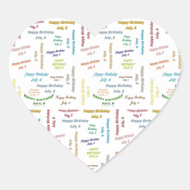 Juillet 6 Anniversaire Sticker (Devant)