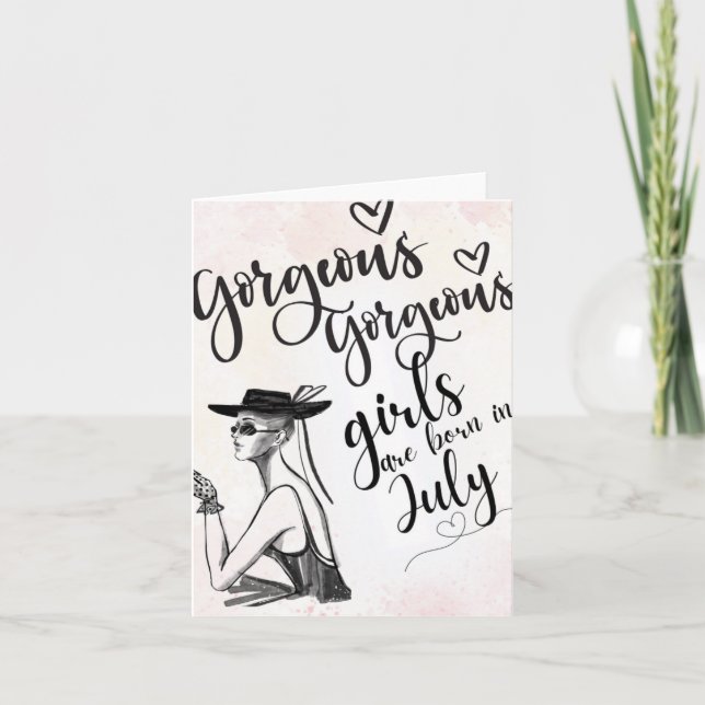 Juillet Born Beautés Bonne carte de voeux d'annive (Devant)