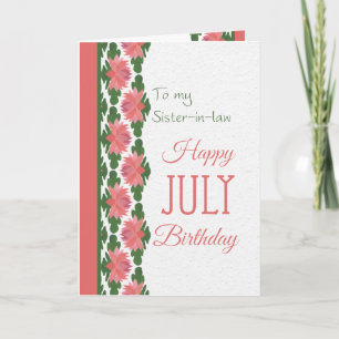 Juillet Carte d'anniversaire pour belle-soeur, Lys
