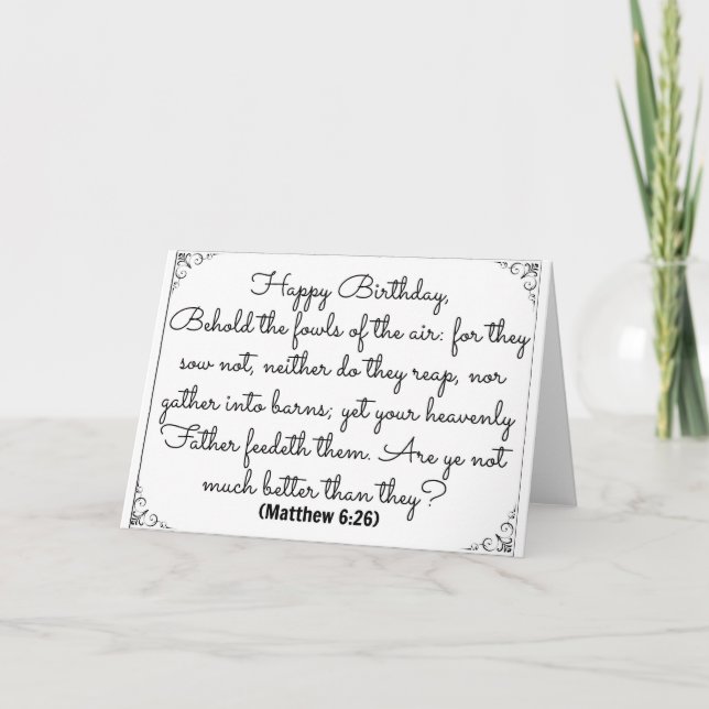Juin 26 Bible Anniversaire carte avec vers Matthew (Devant)