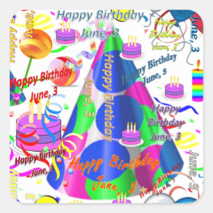 Juin, 3 Stickers Anniversaires de enfants
