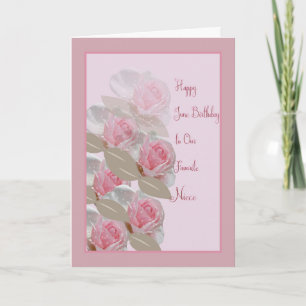 Juin Anniversaire Carte rose Roses pour la nièce