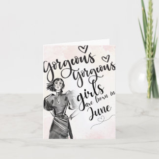 Juin Né Beautés Bonne Carte de voeux Anniversaire