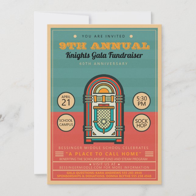 Juke Box Sock Hop Party Einladung Flyer (Vorderseite)