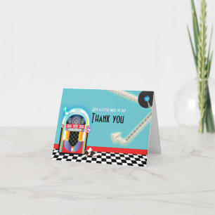 Jukebox Dance Party Sock Hop Carte de remerciement