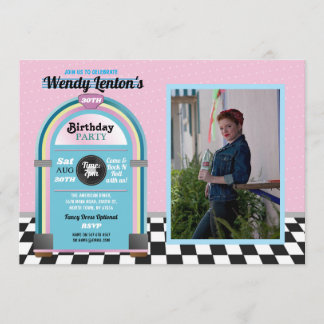 Jukebox Geburtstag Diner Fifties Retro Music Foto Einladung