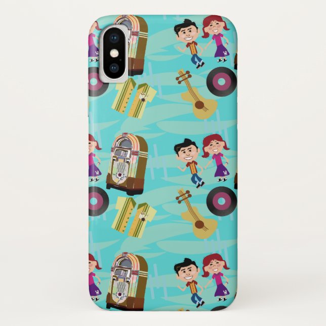 Jukebox Party Kids Niedlich Cartoon Character Patt Case-Mate iPhone Hülle (Rückseite)