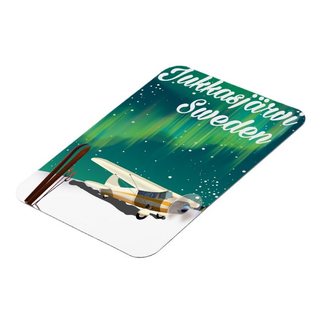 Jukkasjärvi Schweden Urlaubsposter Nordlichter Magnet (Linke Seite)