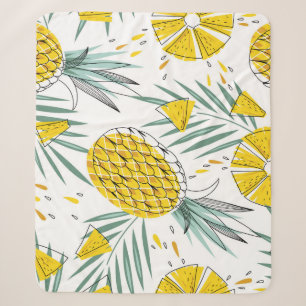 Juky Ananas: Vintages, helles Muster. Sherpadecke