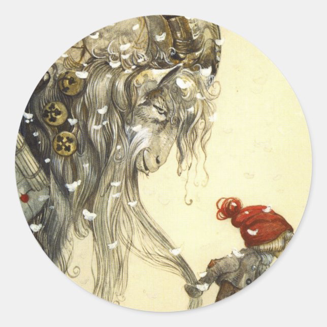 Julbock John Bauer Runder Aufkleber (Vorderseite)