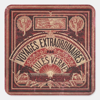 JULES VERNE "AUSSERORDENTLICHE REISEN" (1878) QUADRATISCHER AUFKLEBER