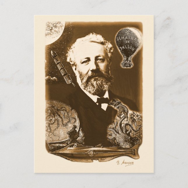 Jules Verne Tribute Postkarte (Vorderseite)