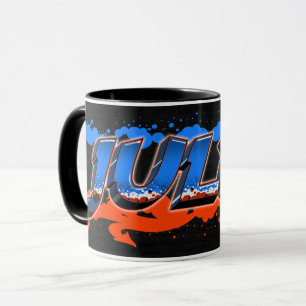 Jules Vorname Name Graffiti blue orange Tasse