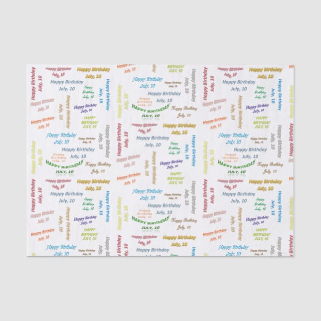 Juli, 10 Geburtstags-Gewebepapier Seidenpapier (Vorderseite)