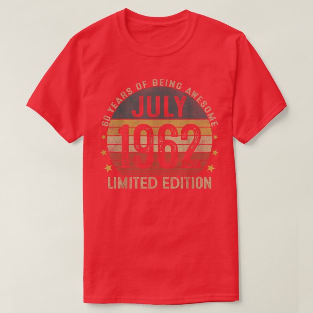 Juli 1962 60 Jahre altes Geschenk für Männer Vinta T-Shirt (Design vorne)