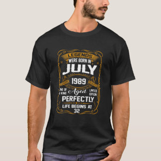Juli 1989 32. Geburtstagsgeschenk für Männer W T-Shirt