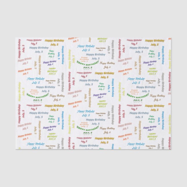 Juli, 5 Geburtstags-Gewebepapier Seidenpapier (Vorderseite)