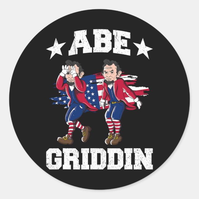 Juli Abraham Lincoln Griddy Abe Griddin Runder Aufkleber (Vorderseite)