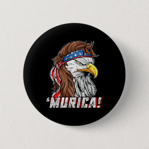 Juli Bald Eagle Mullet Murica Usa USA Merica Button