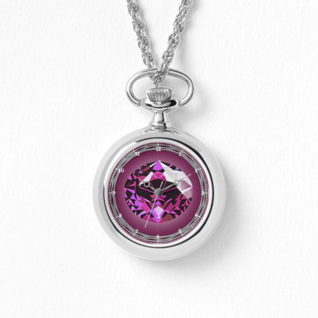 Juli Birthstone Round Necklace, silber plattiert Armbanduhr (Vorderseite)