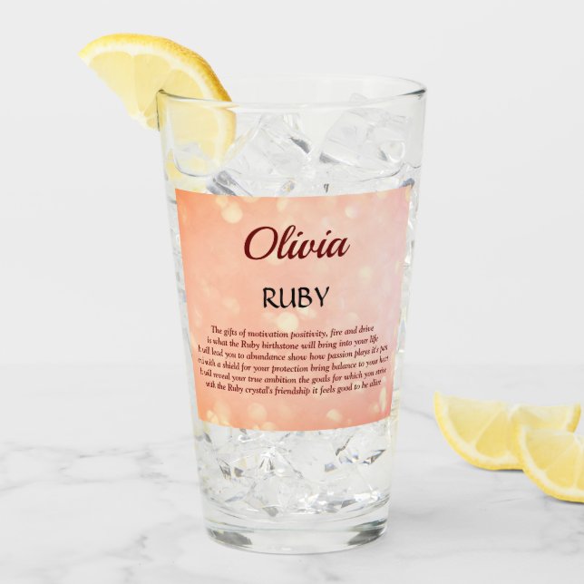 Juli Birthstone Ruby Design Glas (Vorderseite Ice)