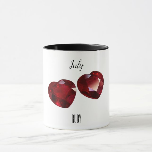 Juli Birthstone Ruby Gemstone Kunst Tasse (Zentrum)