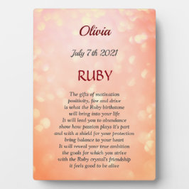 Juli Birthstone Ruby Tabletop Plaque mit Easel Fotoplatte