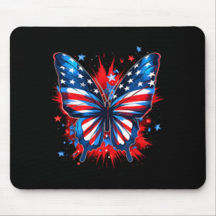 Juli Butterfly US-Flagge Niedliche amerikanische F Mousepad